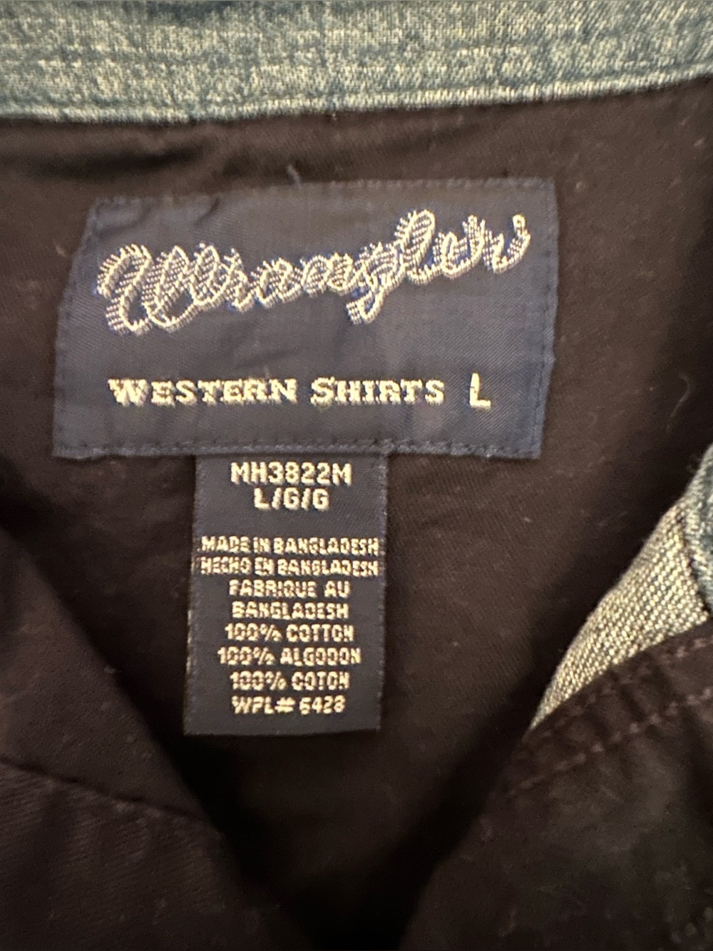 Vintage Wrangler Shirt Mens Large Blue Denim Aztec Western Button Down 90s - Picture 3 of 8